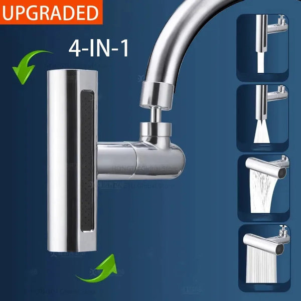 360° Swivel Waterfall Faucet Extension Adapter Sprayer 3 Modes Multifunctional Waterfall Pressurized Bubbler Kitchen Sink Fit