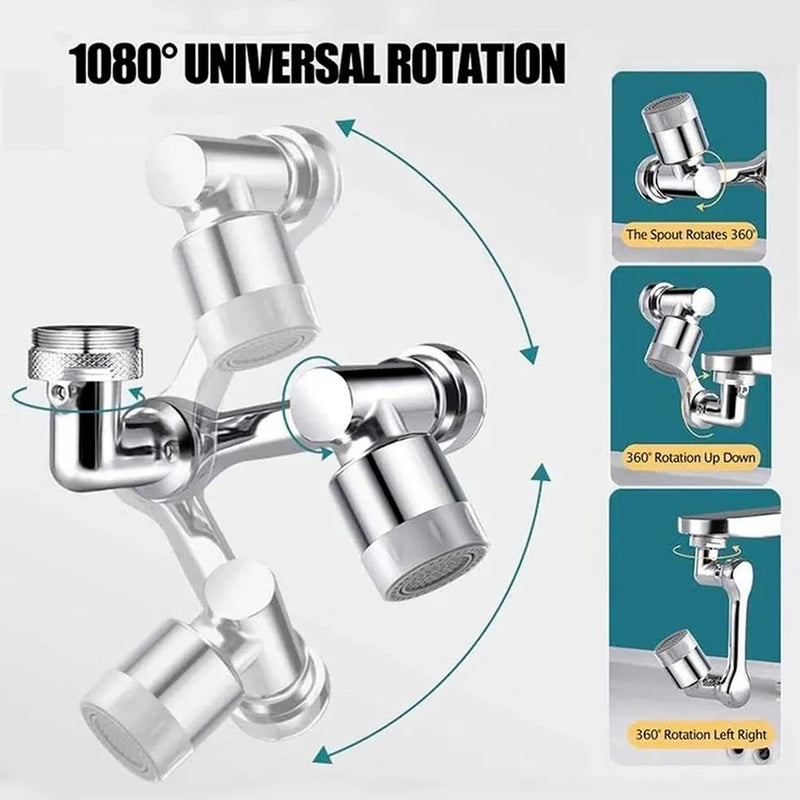 1080° Rotatable Extension Faucet Sprayer Head Water Tap Nozzle Universal Bathroom Tap Extend Adapter Aerator 2 Spray Modes