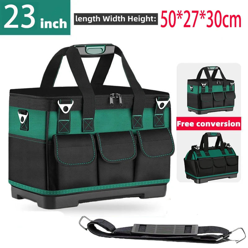Upgrade 23inch Heighten large capacity Tool Bag Thickened 1680D Oxford Waterproofed Wear-Resistant Electrician Storage Toolkit